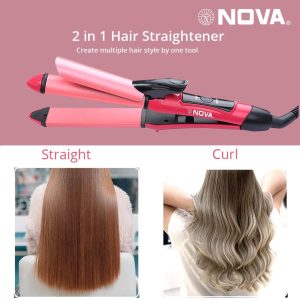 nova 2‑in‑1 hair straightener & curler | model nhc‑2009 | professional styling tool