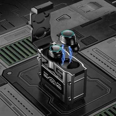 m25 gaming wireless earbuds tws bluetooth 5.3 headphones, magnetic hatch cover, 100% led display, low latency stereo sound, built in mic