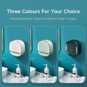 Dark Green | Self-Adhesive Wall-Mounted Luxury Soap Holder with Lid and Drainage Tray