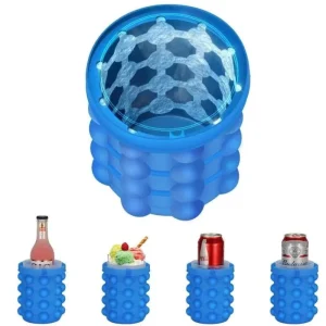 Silicone Ice Genie Cube Maker | 2-in-1 Ice Bucket Mold | Portable Soft Silicone Ice Cube Maker for Travel & Outdoor