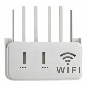 Light Gray WiFi Router Storage Box & Wall Mount Shelf  Universal Cable Organizer | Space-Saving Holder for Modem, Set-Top Box & Smart Devices | Home & Office Use