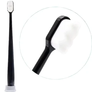 Nano Toothbrush with Travel Case | Ultra Soft Micro-Nano Bristles | For Sensitive Gums, Adults & Kids | Black