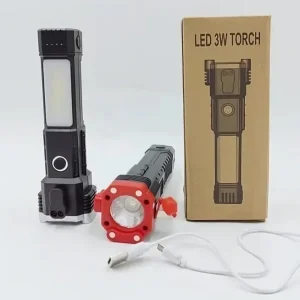 Rechargeable Tactical LED Flashlight | Power Bank with Safety Hammer